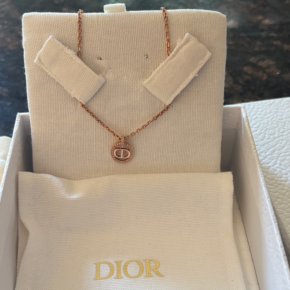 Dior Rose Gold CD Logo Necklace